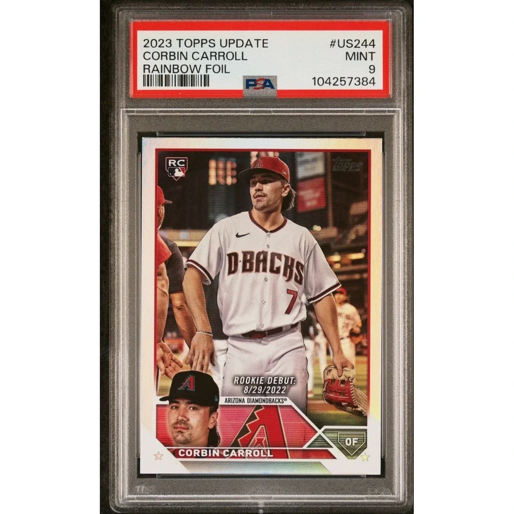 2023 Topps Update - Rookie Debut Corbin Carroll #US244 Rainbow Foil (RC) PSA 9